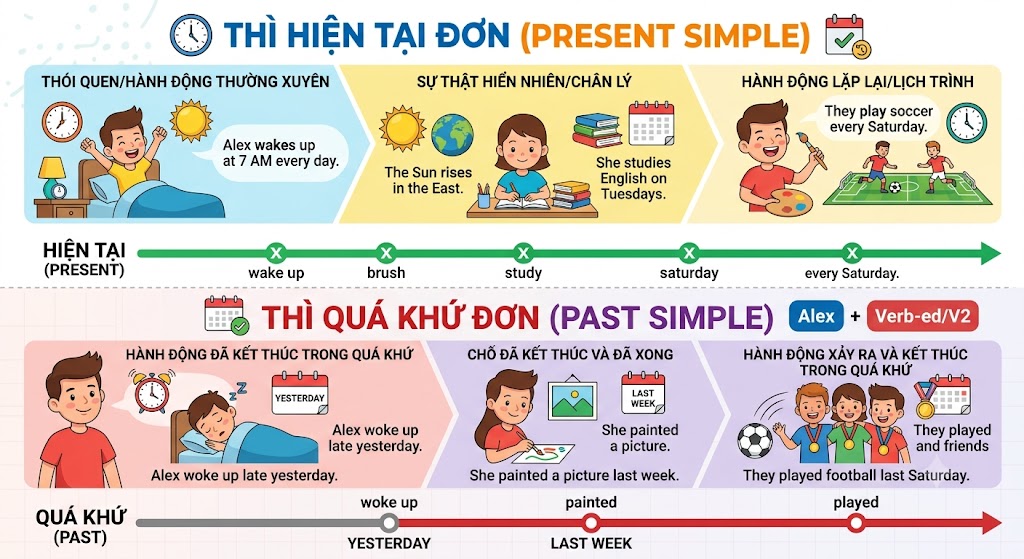 Thì Hiện tại đơn và Quá khứ đơn